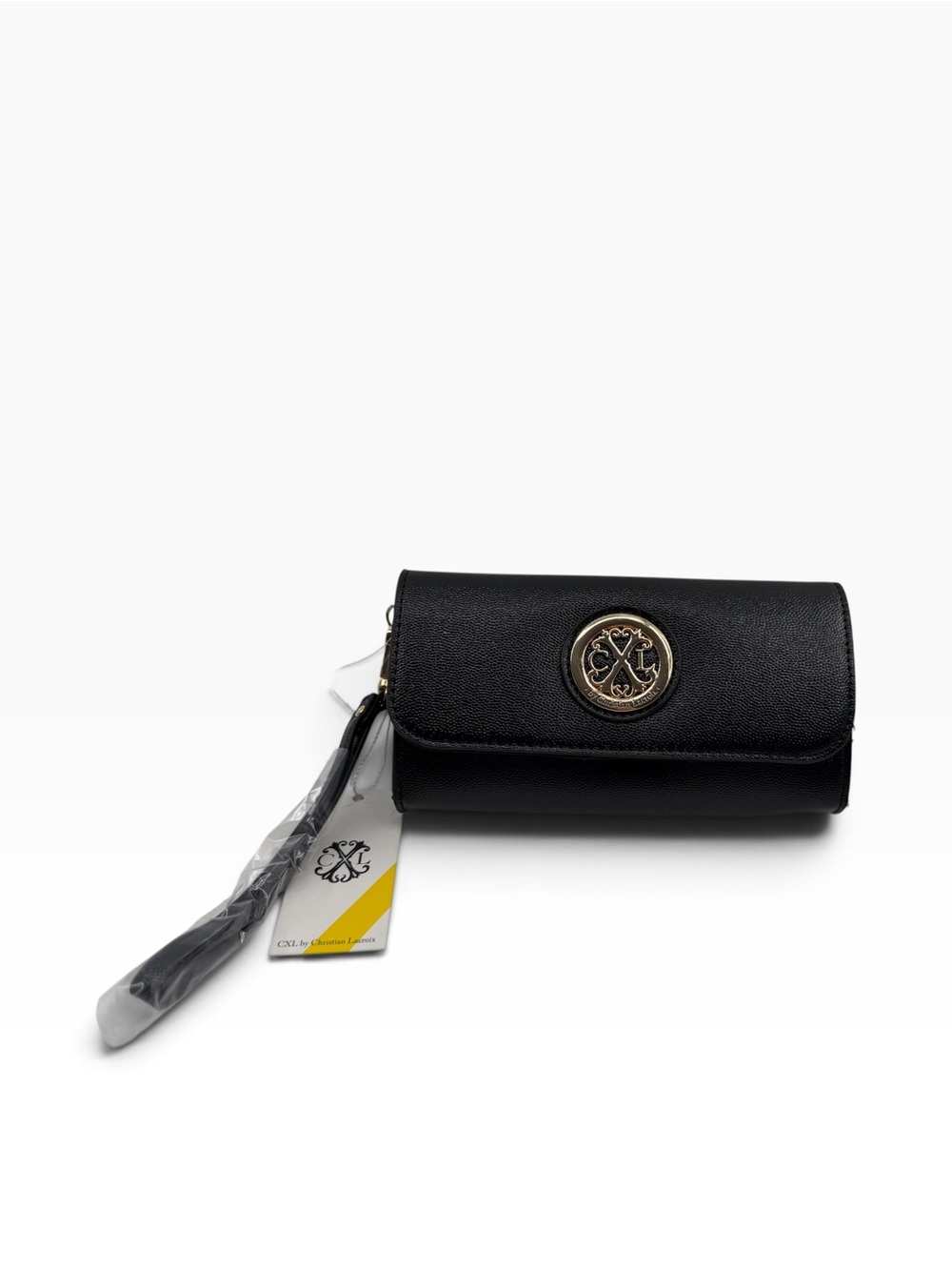 CXL Black Wallet Crossbody with Gold Emblem